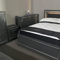 Gray LED Bedroom Set. Brand New.       Financing Options Available 