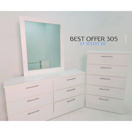 Dresser Whit Mirror And Chest Cómoda Con Espejo Y Gavetero