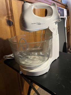 Hamilton Beach Power Deluxe Batidora Combinada de Pie y de Mano para Cocina, 4 Cuartos, 6 Velocidades con Ráfaga Rápida, Blanca
