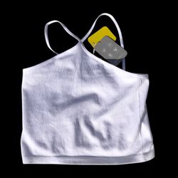 Women’s White X Cross Strap Cami Top, XL
