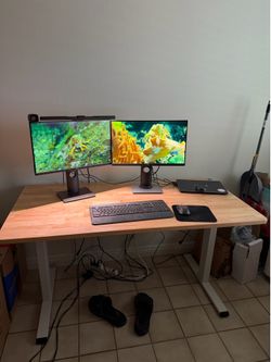 Electric sit stand (adjustable height) solid wood desk