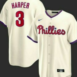 New! Philadelphia Phillies Bryce Harper Cream Alternate  Player Name Jersey- xl
