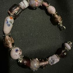 Sterling Silver 925 And Glass Beaded Bracelet