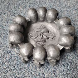 1990's Adam's Apple Heavy Resin Skull Ashtray Vintage 