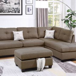 Sectional Chaise Reversible With Storage Ottoman 107x75