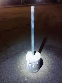 Concrete Cement Posts With Metal Poles - Set of 3