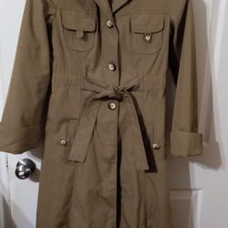 An Original Vintage Tranch Coat Made In Poland Has No Liner  Light Weight No Back Plaid Size S.