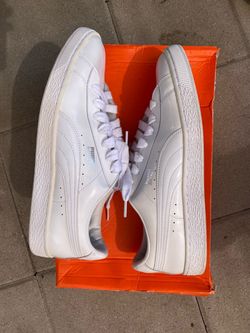 Puma men’s shoe sneaker, white leather basket, size 12