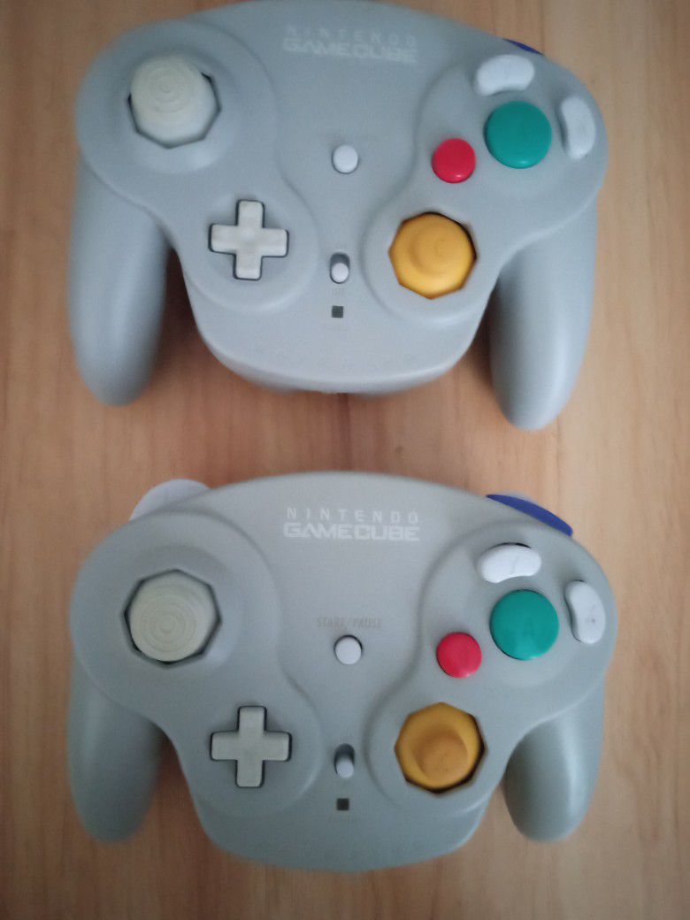 Two Nintendo GameCube Wave Bird Controllers With Dongle Receiver