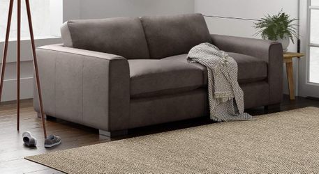 Grey genuine leather loveseat