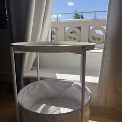 Medium sized White Nightstand with Basket