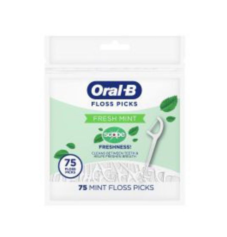 Oral-B Burst Of Scope Floss Picks / Fresh Mint / 75 Count