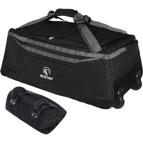 Foldable Duffle Bag with Wheels and Backpack Straps