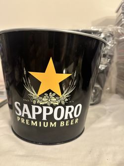 5 Sapporo Metal Ice Bucket, 1 Sapporo Bottle Opener, 2 Koozies