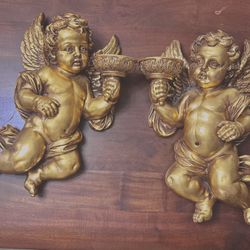 Gold Cherub 3” Candle Holder Wall Mounted 