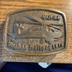 Vintage Brass Belt Buckle YAH-64 Hughes Hellcopters AA124