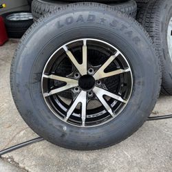 New 205-75-14inch Trailer Tires With Black Aluminum Wheels.  30-Day Special 