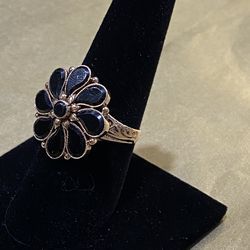10K 7.6G ONYX flower ring