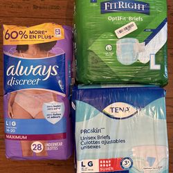 Large Adult Diapers- Briefs - always/tena/fitright