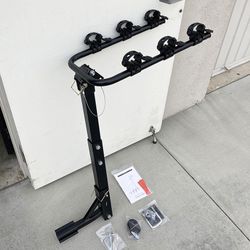 (New in Box) $65 Tilt Folding 3-Bike Mount Rack Bicycle Carrier 2” Hitch 110lbs Max w/ No-Wooble U Bolt & Straps 