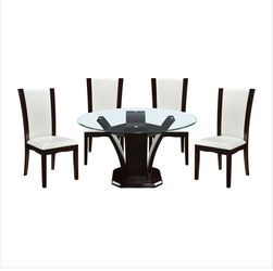 Daisy White Expresso round dining table w/4 chairs