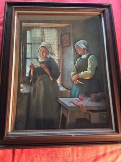 THE LETTER GARI MELCHERS FRENCH PAPIER TOLE MARJORIE ARTIST FRAMED ART
