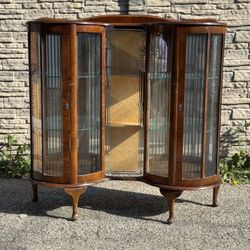 Antique Barget Built London Armoire – Curved Glass Display Cabinet