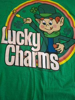 Women's Girls Size Large Lucky Charms Crop Top T Shirt Green Irish St. Patrick's