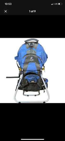 Deuter Kid Comfort II Child Carrier Backpack Blue Gray Hiking Frame w/ Stand
