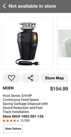 BRAND NEW MOEN Host Series 3/4HP Continuous Feed Space Saving Garbage Disposal with Sound Reduction and Fast Track Installation