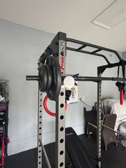 Fitness Reality Power Cage Squat Rack with Optional LAT Pulldown.
