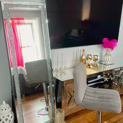 Encrusted Crystals Floor Mirror W/Led