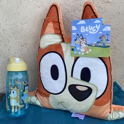 Bluey Bingo Shaped Plush Pillow & Bonus Water Bottle…