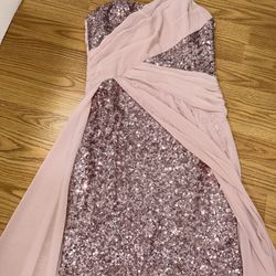 Pink Flow Sparkly Prom Dress 