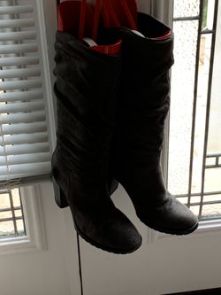 Faux suede gray boots