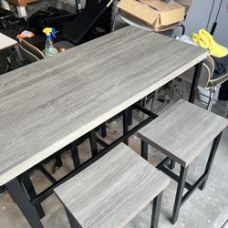 Wooden Table With 4 Stools