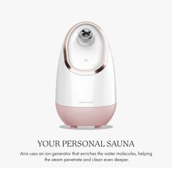 Vanity Planet Aira Ionic Facial Steamer (Rose Gold) - Pore Cleaner That Detoxifies, Cleanses and Moisturizes - Adjustable Nozzle, Water Tank with 3 Es