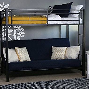 Metal bunk bed over futon bed W/O Mattress