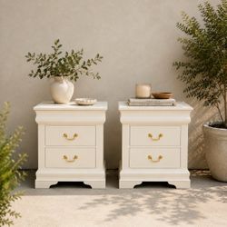 Sunday Sugar • Cottage White Nightstand Pair