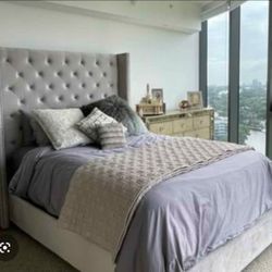 King Bed Frame, Gray, From City Furniture FL Upholstery 