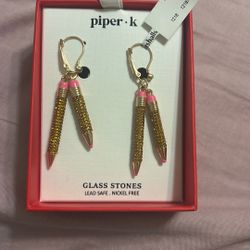 Brand New Glass Stone Pencil Earrings