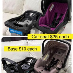 baby Infant car seat $25, base $10 / Porta bebe Silla carro $25, base $10