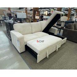 Corduroy Sectional Sofa With Storage Chaise And Pull Out Bed 