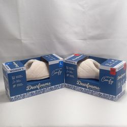 Dearfoams Women's Cream Memory Foam Slippers Size Med 7/8 or Large 9/10