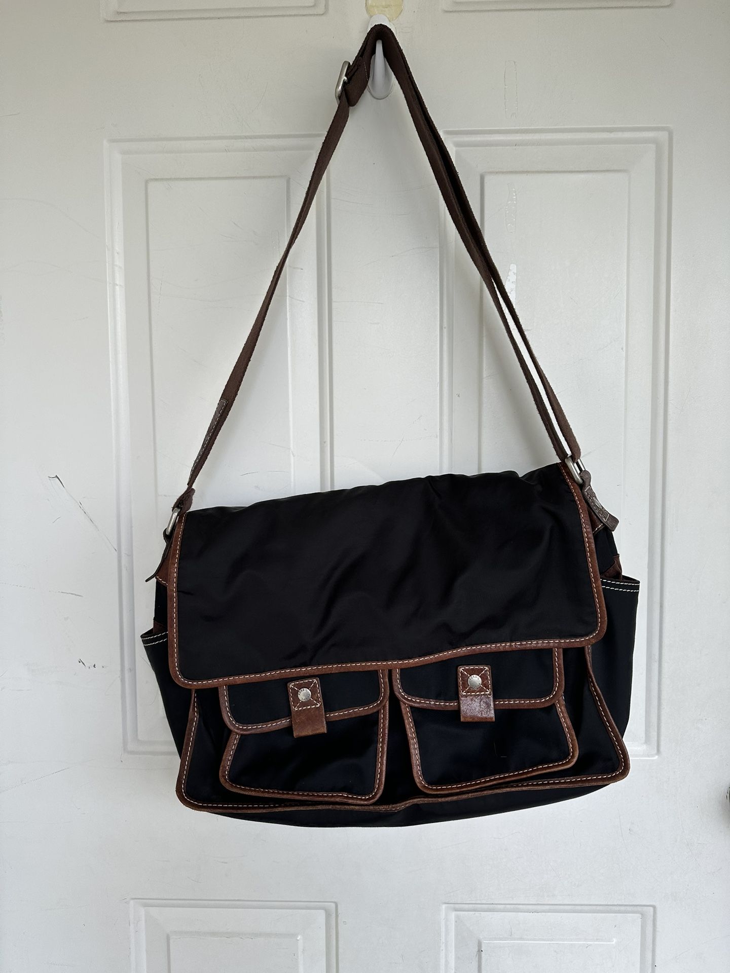 Fossil Nylon Leather Laptop Messenger Bag