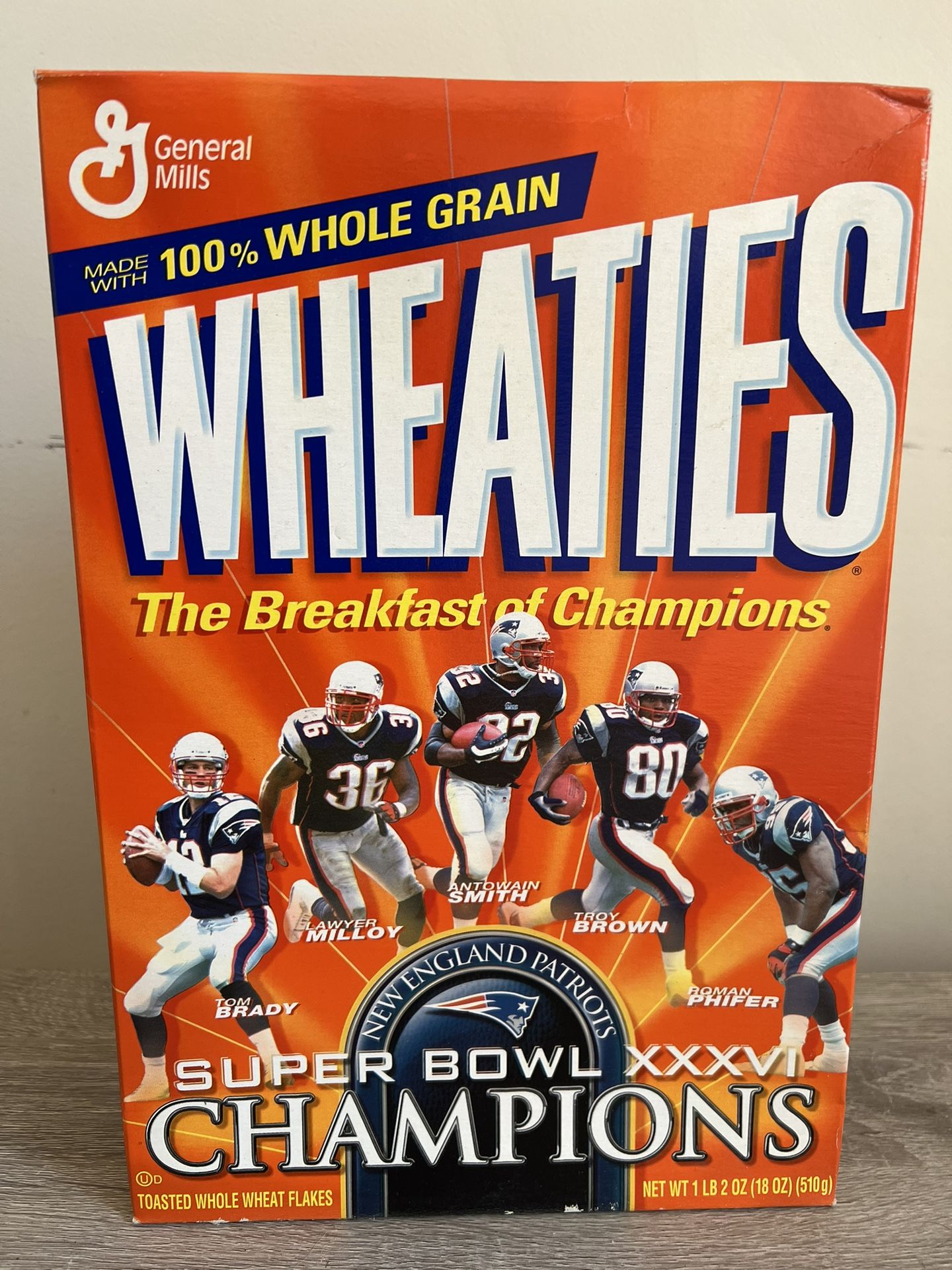 NFL Wheaties Cereal New England Super Bowl Champions XXXVI