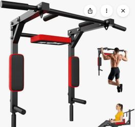 Syzythoy Multifunctional Wall Mounted Pull Up Bar, Chin Up Bar, & Dip Station