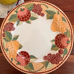 Pier 1 Mosaic Fruit Dinner Plates Set of 2 — 10.5” Italy