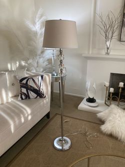 Crystal and Chrome 62” Floor Lamp with Shade