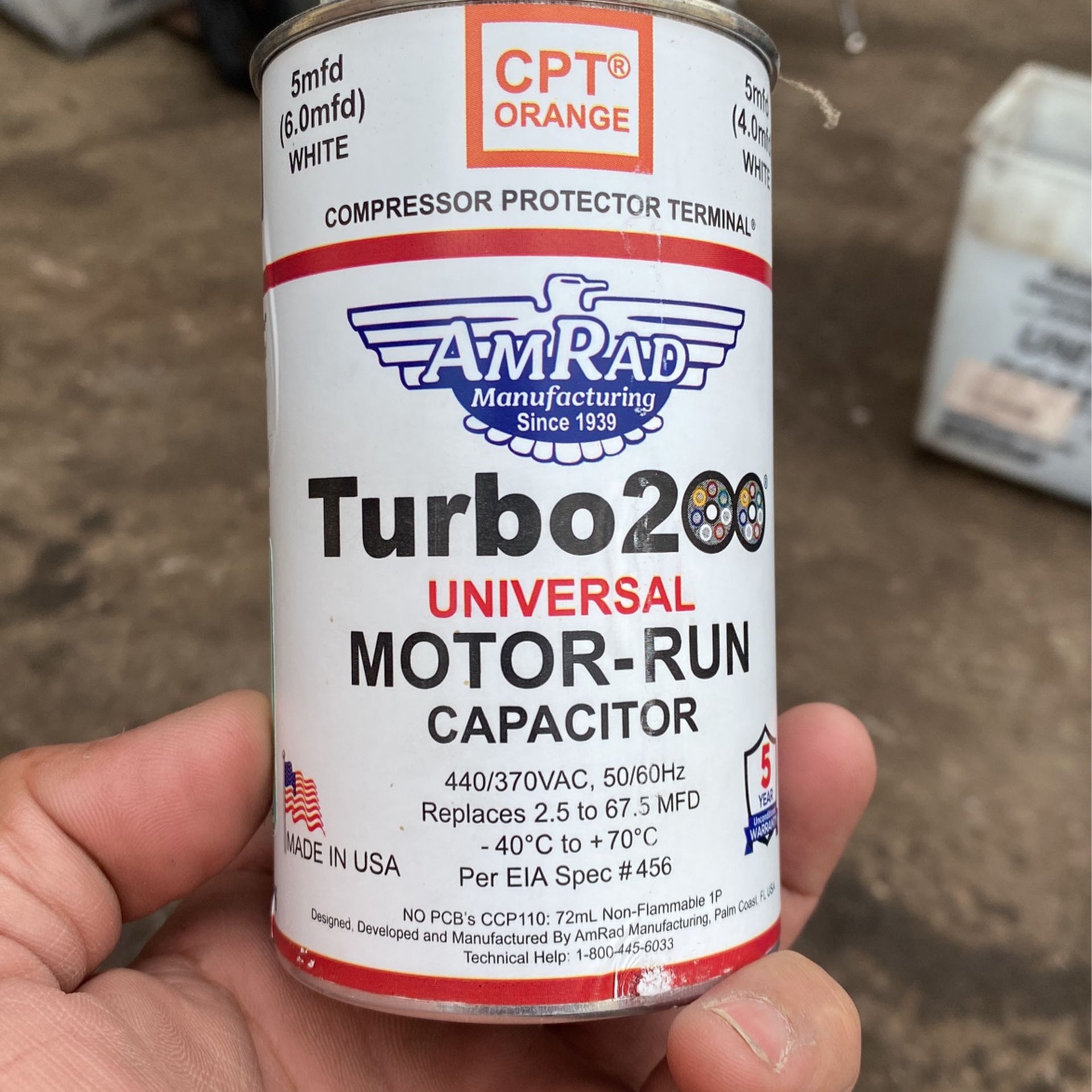 Turbo 200 Universal Motor -run Capacitor